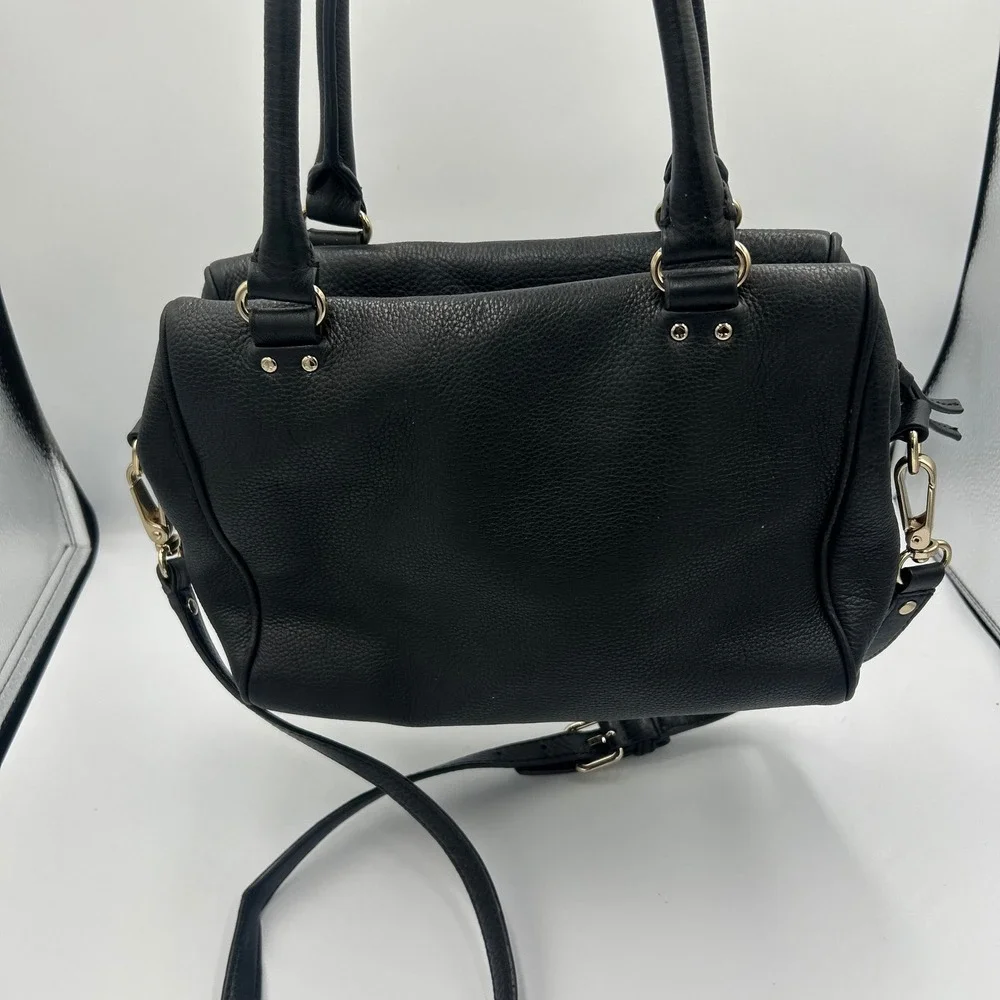 Kate Spade Satchel Bag Womens Medium Black Pebbled Leather Crossbody